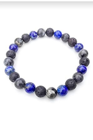 Öğrenci Doğal Lapis Lazuli,lava ,labradorit Yıldız Düşüklüğü Için Şifalanma Bileklik 8mm