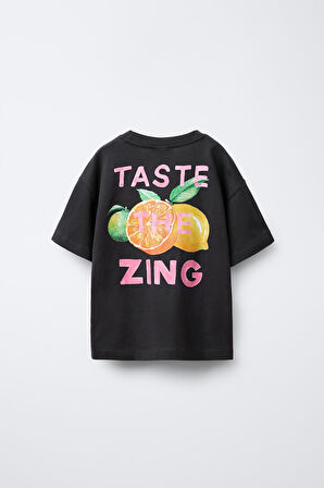 Taste Zing Baskılı Kız Çocuk  %100 Pamuk Tişört
