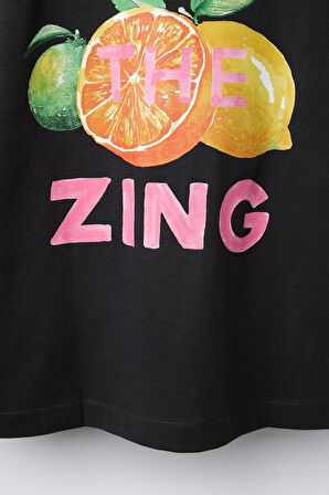 Taste Zing Baskılı Kız Çocuk  %100 Pamuk Tişört