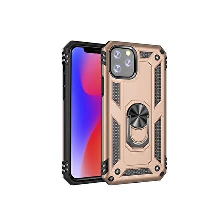 Smcase iPhone 12 Pro Max Kılıf Vega Yüzüklü Standlı Kapak  Tam Kapatan Cam