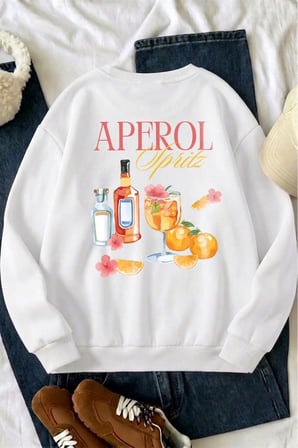 Unisex Aperol Baskılı Bisiklet Yaka Sweatshirt