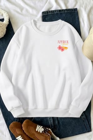 Unisex Aperol Baskılı Bisiklet Yaka Sweatshirt