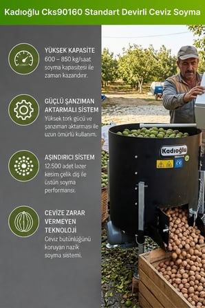 Kadıoğlu Cks90160D Ceviz Soyma Makinesi Devir Ayarlı