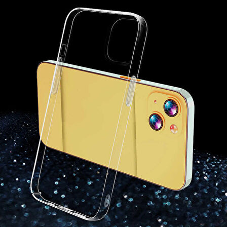 Gpack Apple iPhone 14 Kılıf Droga Sert Pürüzsüz Şeffaf Cam Kapak