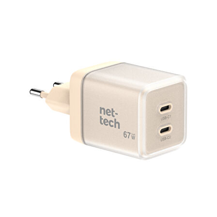 Pembe Renk Uyumlu Süper Hızlı Şarj Aleti Cihazı adapter((67W PD + QC GaN Teknoloji + MFI Sertifika)