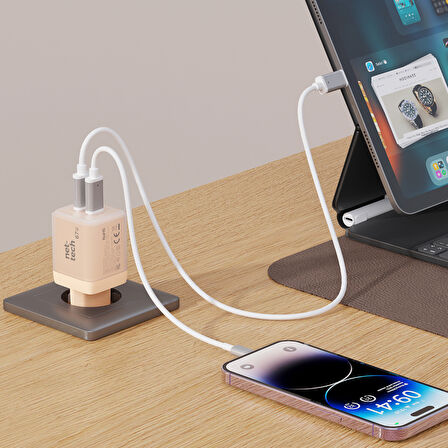 Pembe Renk Uyumlu Süper Hızlı Şarj Aleti Cihazı adapter((67W PD + QC GaN Teknoloji + MFI Sertifika)