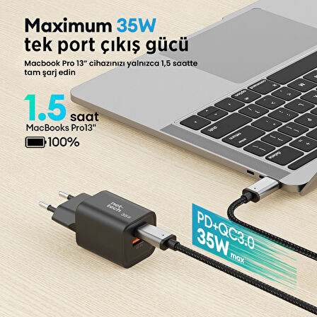 İphone 15,16,17 Pro + / Max Uyumlu Çok hızlı şarj cihazı Aleti(33W GaN PD+QC Akıllı Çip + MFI Onaylı
