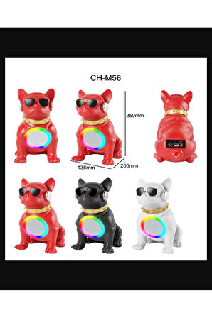 Bulldog Köpekli Karikatür Hoparlör KIRMIZI Subwoofer Kablosuz RGB 3D ses kalitesi Surround Hoparlör