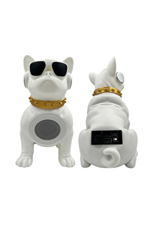 Bulldog Köpekli Karikatür Hoparlör BEYAZ Subwoofer Kablosuz RGB 3D ses kalitesi Surround Hoparlör