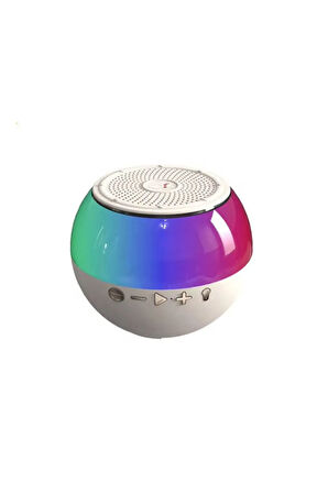 krem renk ışıklı kablosuz mini hoparlör speaker multımedıa Type-C sarjlı kablosuz mini oval hoparlör