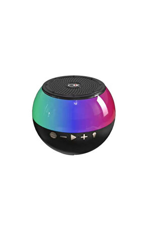 ışıklı kablosuz hoparlör speaker multımedıa Type-C sarjlı kablosuz minibox Siyah Renk oval hoparlör