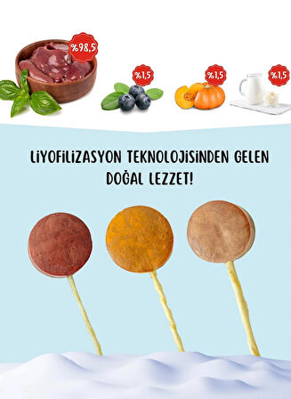 Kedi ve Köpekler için LoliPop Ödülü - %100 doğal / Yenilebilir Çubuklu / 3 lu  