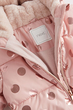 Next Baby Pink Tam Polar Astarlı Suya Dayanıklı Kar Tulumu