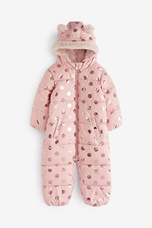 Next Baby Pink Tam Polar Astarlı Suya Dayanıklı Kar Tulumu