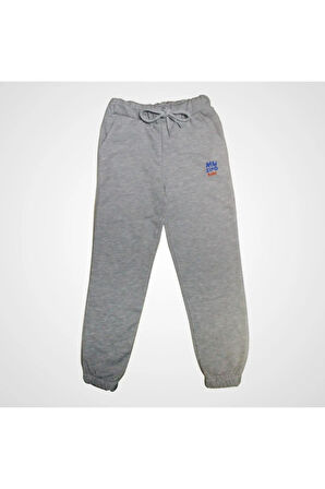 Unisex Çocuk Basic Dokulu Gri Eşofman Altı