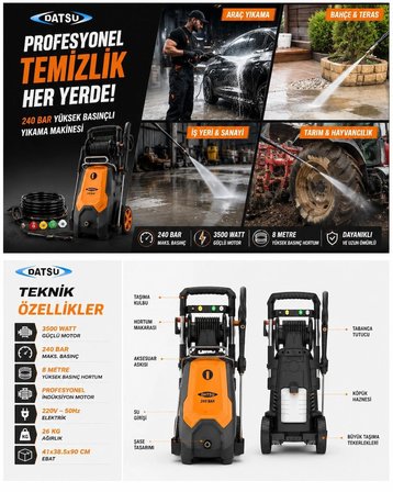 YLQ7581G-240B 3500 W 240 Bar Yüksek Basınçlı Yıkama Makinesi
