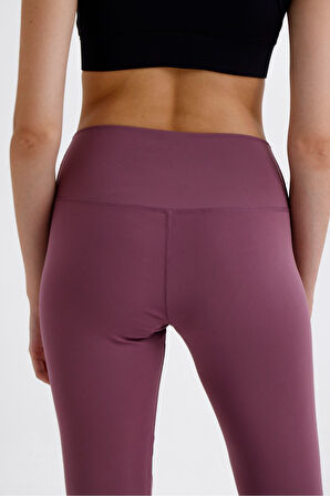 Yüksek Bel Toparlayıcı Tül Detaylı Siyah Tayt C-22150