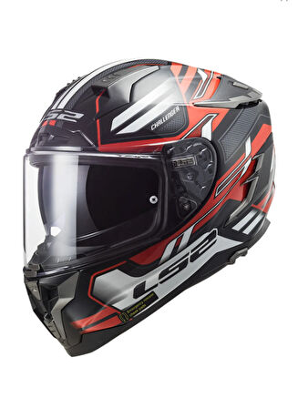 LS2 Challenger Spın Kapalı Kask Siyah-Kırmızı-Beyaz M Beden