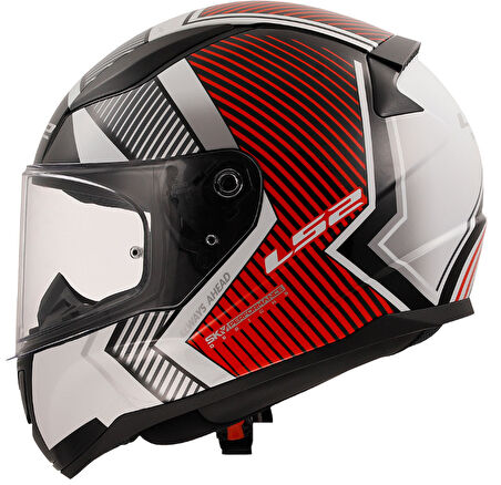 LS2 Rapid 2 Extra Beyaz- Kırmızı Full Face Motor Kaskı L Beden