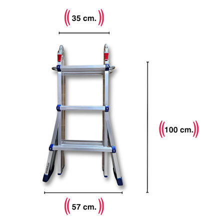 300 cm. 10 Basamak A ve I Tipi Katlanıp Uzayabilen Mini Dev Alüminyum Merdiven