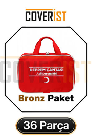Deprem Çantası ve Acil Durum İlk Yardım Kiti 36 Parça Bronz