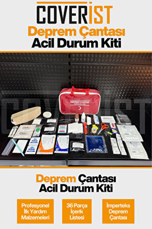 Deprem Çantası ve Acil Durum İlk Yardım Kiti 36 Parça Bronz