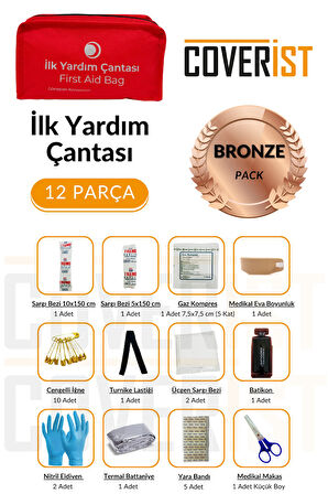 Üçgen Trafik ve İlk Yardım Seti - Muayene Uyumlu 1 KG Araç Yangın Tüpü - 2 Adet Reflektör - Bronze Pack