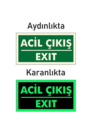 Acil Çıkış (Exit) Levhası Fotolümenli Fosforlu