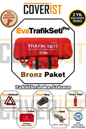 Eva Trafik Seti Plus - 1 KG Yangın Tüpü - 2 Yıllık - Kırmızı - Bronz Paket