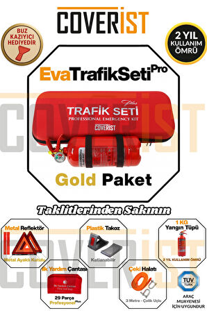 Eva Trafik Seti Plus - 1 KG Yangın Tüpü - 2 Yıllık - Kırmızı - Gold Paket