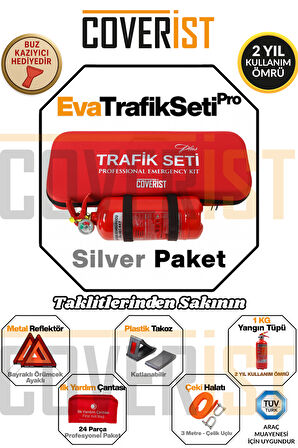 Eva Trafik Seti Plus - 1 KG Yangın Tüpü - 2 Yıllık - Kırmızı - Silver Paket
