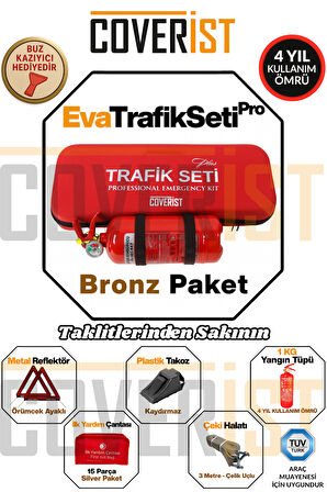 Eva Trafik Seti Plus - 1 KG Yangın Tüpü - 4 Yıllık - Kırmızı - Bronz Paket