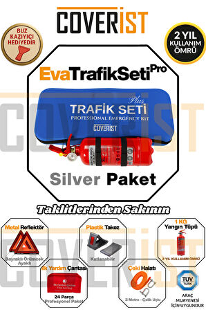 Eva Trafik Seti Plus - 1 KG Yangın Tüpü - 2 Yıllık - Mavi - Silver Paket