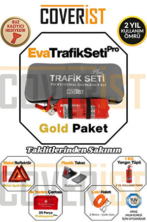 Eva Trafik Seti Plus - 1 KG Yangın Tüpü - 2 Yıllık - Gri - Gold Paket