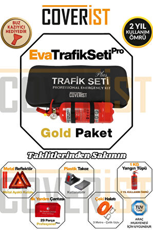 Eva Trafik Seti Plus - 1 KG Yangın Tüpü - 2 Yıllık - Siyah - Gold Paket