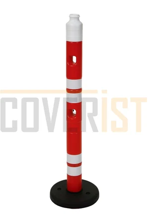 Trafik Uyarı Dikmesi - İnce Dubalı Uyarı Dikmesi 105 cm x 7cm - 4 Reflektifli