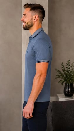 Regular Fit Polo Yaka Düz Pamuklu Erkek Kısa Kol Tişört