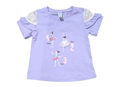 BALERİN BASKILI TÜLLÜ KIZ T-SHIRT