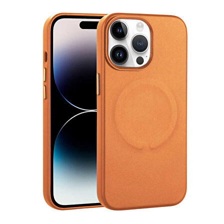 Gpack Apple iPhone 14 Pro Kılıf Pu Deri Wireless Tacsafe Derix Sert Kapak