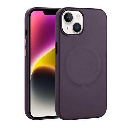 Gpack Apple iPhone 14 Kılıf Pu Deri Wireless Tacsafe Derix Sert Kapak