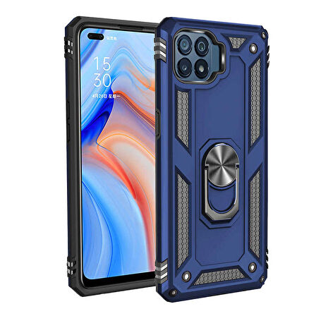 Smcase Oppo Reno4 Lite Kılıf VEGA Y√úZ√úKL√ú Çift Katmanlı Tank Kapak  NANO EKRAN KORUYUCU