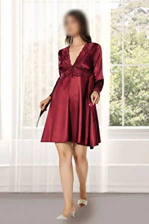 Kadın Bordo Saten Kutulu 6'lı Gelin Çeyiz Seti ROZ86.EL.00.T