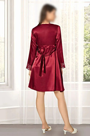 Kadın Bordo Saten Kutulu 6'lı Gelin Çeyiz Seti ROZ86.EL.00.T