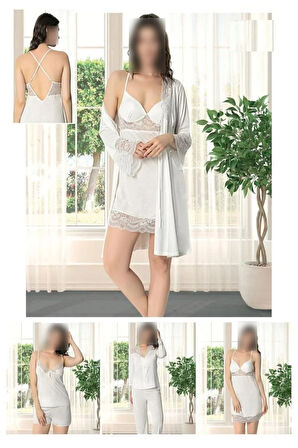 Kadın Ekru Penye Kutulu 6'lı Gelin Çeyiz Seti ROZ.96.EL.10.T