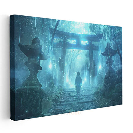 Kutsal Kapı - Mavi Orman Anime Kanvas Tablo