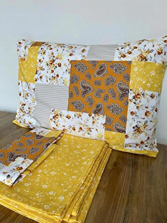 Patchwork %100 Pamuk Çift Kişilik Çarşaf ve Yastık Kılıfı