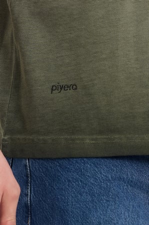 Erkek Haki Bisiklet Yaka Yıkamalı Basic T-shirt - 165