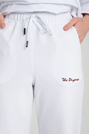 Kadın Iki Iplik Kapüşonlu Cepli Çiçek Baskılı Geniş Paça Eşofman Takımı - 7794