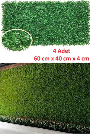 4 ADET Dikey Bahçe Peyzaj Dekoratif Yapay Bitki Duvar Kaplama Panel Şimşir Tabaka Çiçek Duvar