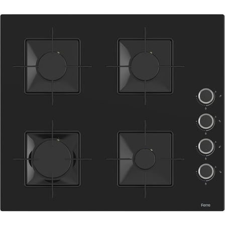 Ferre FlowArt QBL62CS - SS205 - D086 SA 7 Prog. Mekanik Turbo Ankastre Set - Siyah